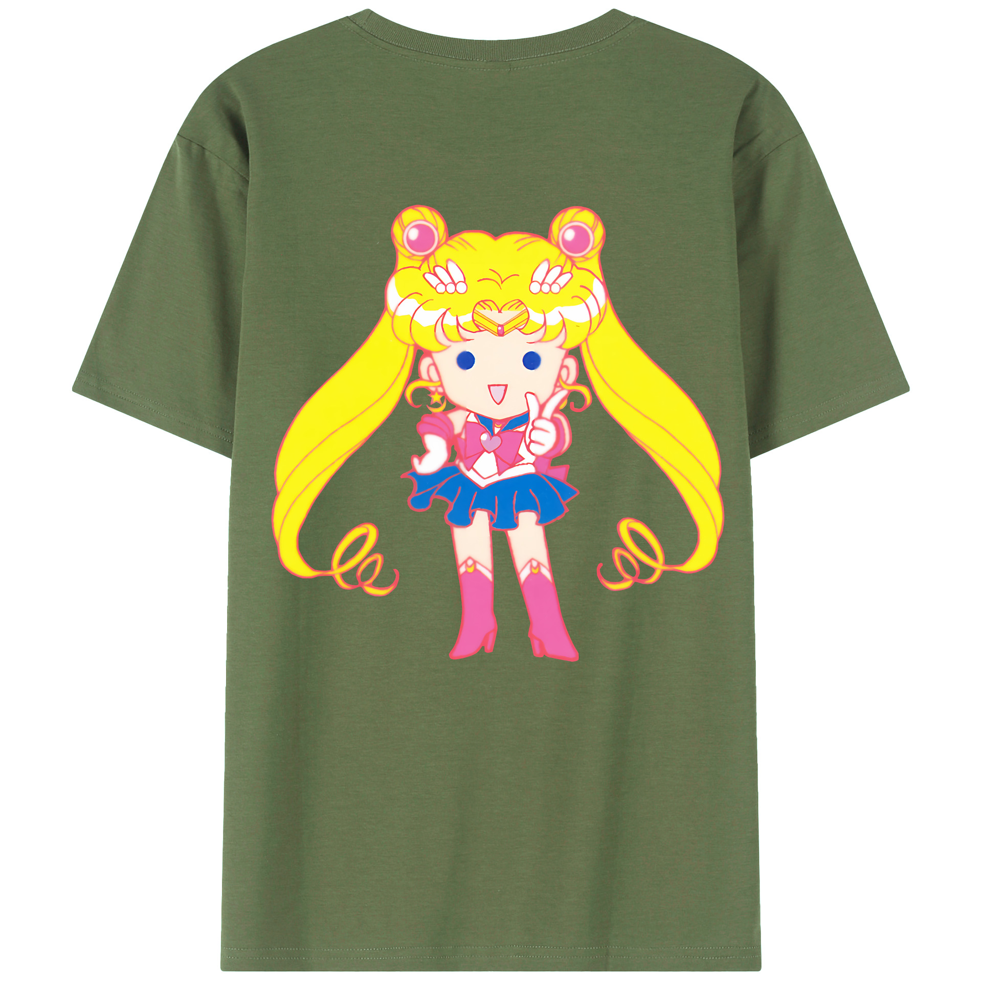 （画像用） 美少女戦士セーラームーン 月野 うさぎ つきの うさぎ Sailor Moon Tsukino Usagi 綿100％ メンズ半袖Tシャツ（バックプリント） 通気性